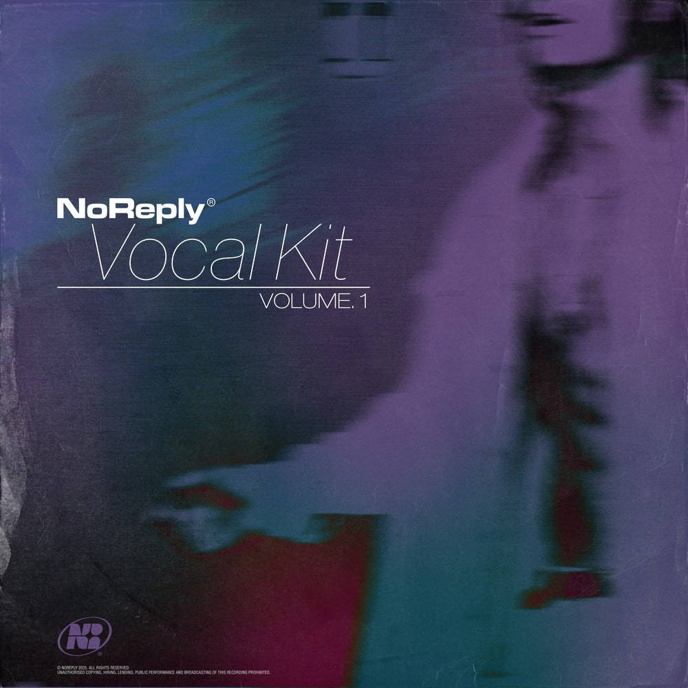 Cover art for NoReply Vocal Kit Vol.1 featuring a stylized image with purple and blue hues, including text and a logo.